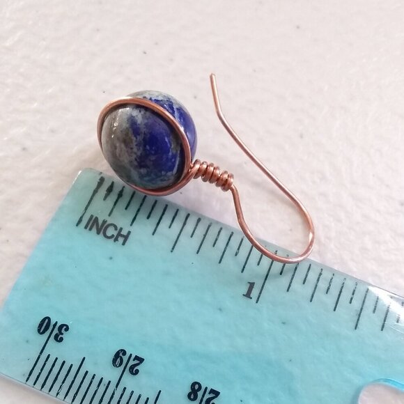 Handmade! Rustic Lapis Lazuli & Copper Dangle Earrings! Only 1 Pair Available! - Picture 10 of 12